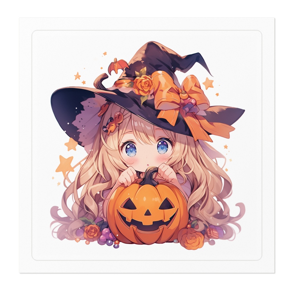 ハロウィンの少女ステッカー
