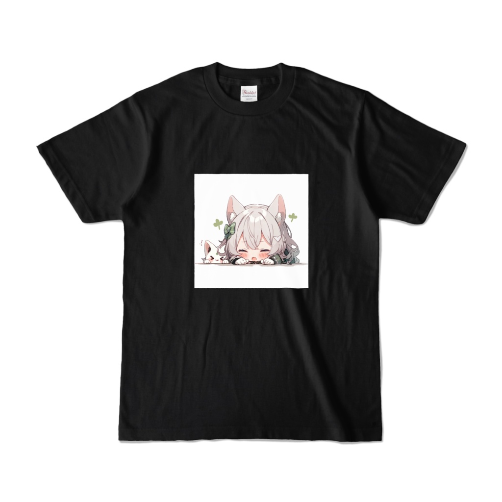 いやーんな猫耳少女黒Tシャツ
