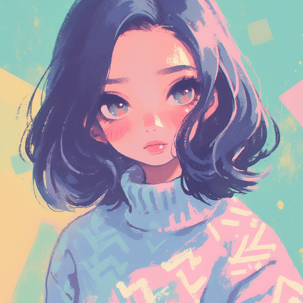 パステルカラーの少女TシャツA