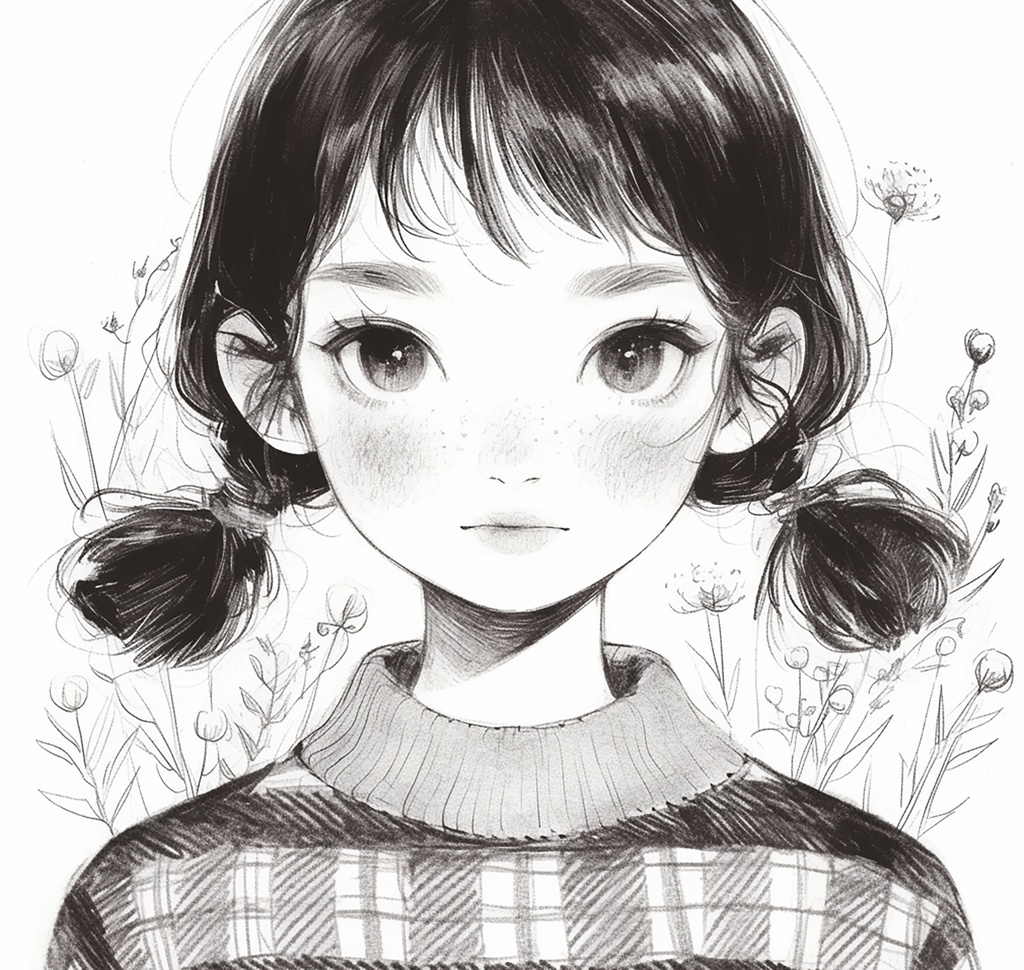 おさげの女の子メガネ拭き