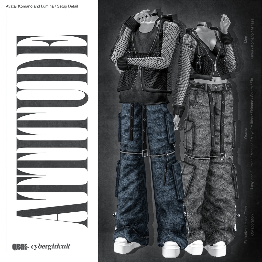 【1ヵ月限定販売/11アバター対応】Attitude/アティチュード(衣装+タトゥー/QRGE × cybergirlcult コラボ作品)