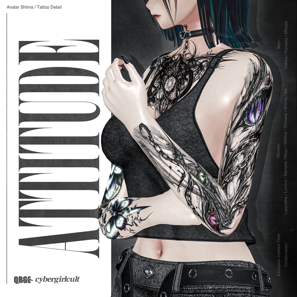 【1ヵ月限定販売/11アバター対応】Attitude/アティチュード(衣装+タトゥー/QRGE × cybergirlcult コラボ作品)