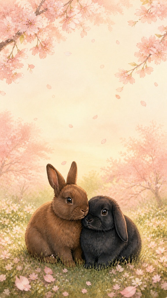うさぎ壁紙vol7｜桜の朝