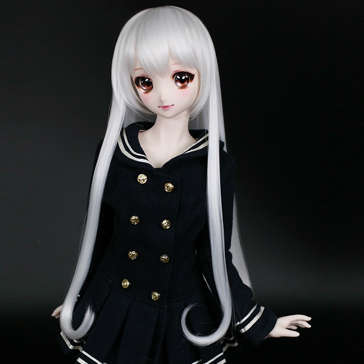 SD DDサイズ耐熱ウイッグ 8~9インチ ロングストレート WM-002 (ロイヤルミルク)