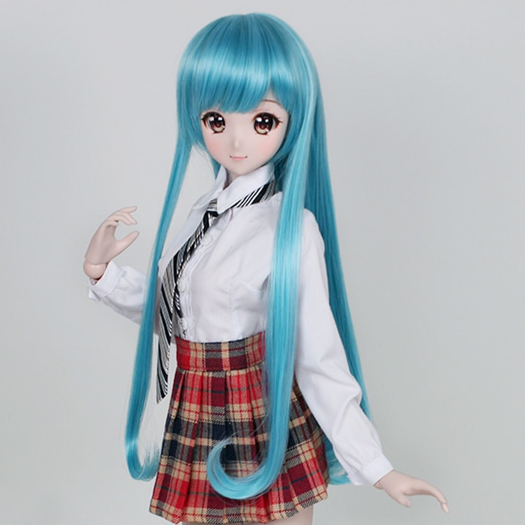 SD DDサイズ耐熱ウイッグ 8~9インチ ロングストレート WM-002 (エメラルドグリーン)