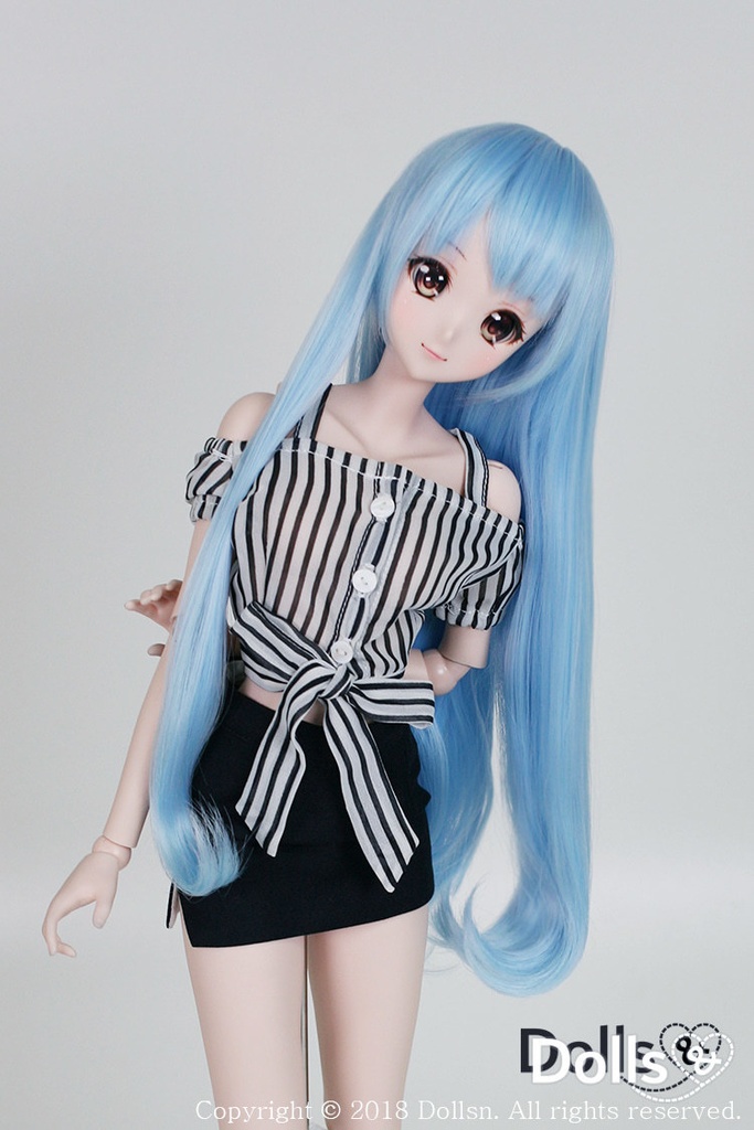 SD DDサイズ耐熱ウイッグ 8~9インチ ロングストレート WM-002 (アクアブルー)
