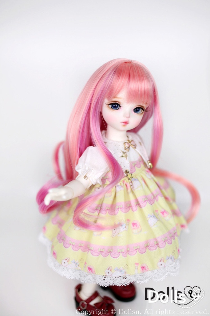 YOsd 幼SD サイズ耐熱ウイッグ 6~7インチ WS-026 (コーラルピンク)