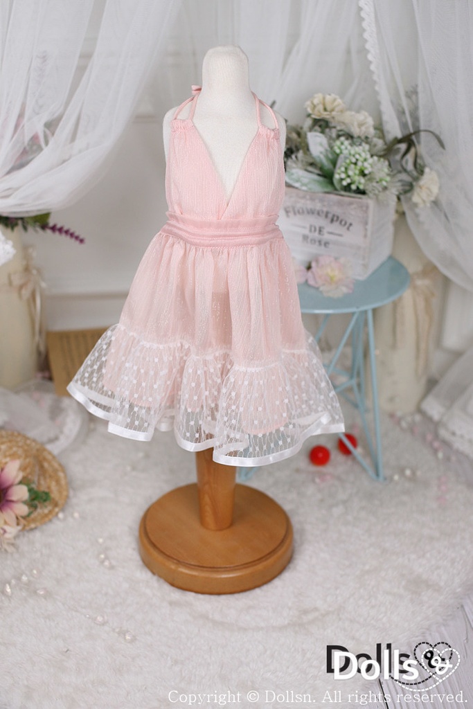 シフォンホルターネックドレスブピンク 1/3 SD