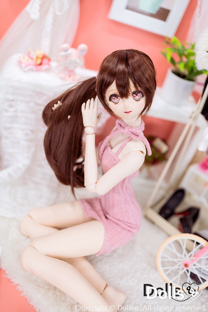 ホルターネックニットワンピースセットピンク 1/3 SD