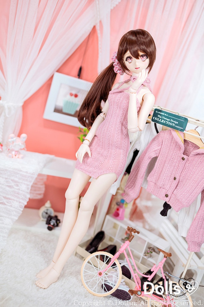 ホルターネックニットワンピースセットピンク 1/3 SD