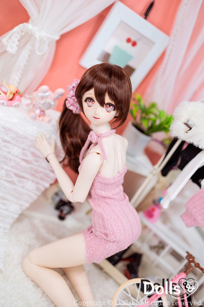 ホルターネックニットワンピースセットピンク 1/3 SD