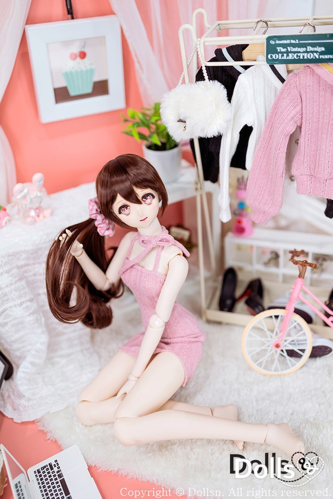 ホルターネックニットワンピースセットピンク 1/3 SD