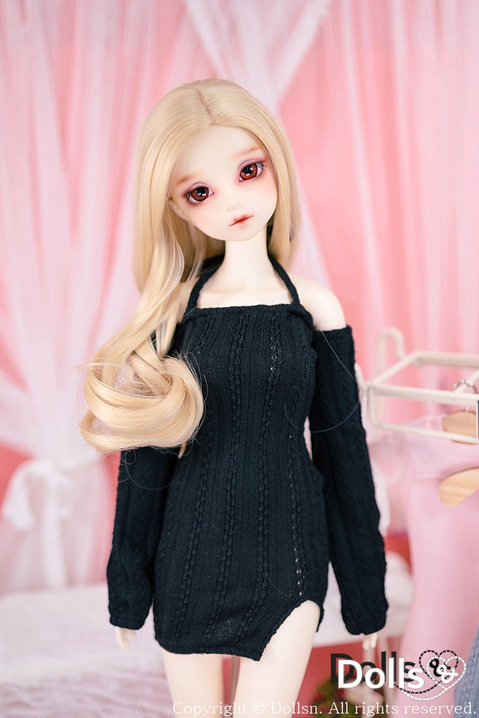 ホルターネックニットワンピースセットブラック 1/3 SD
