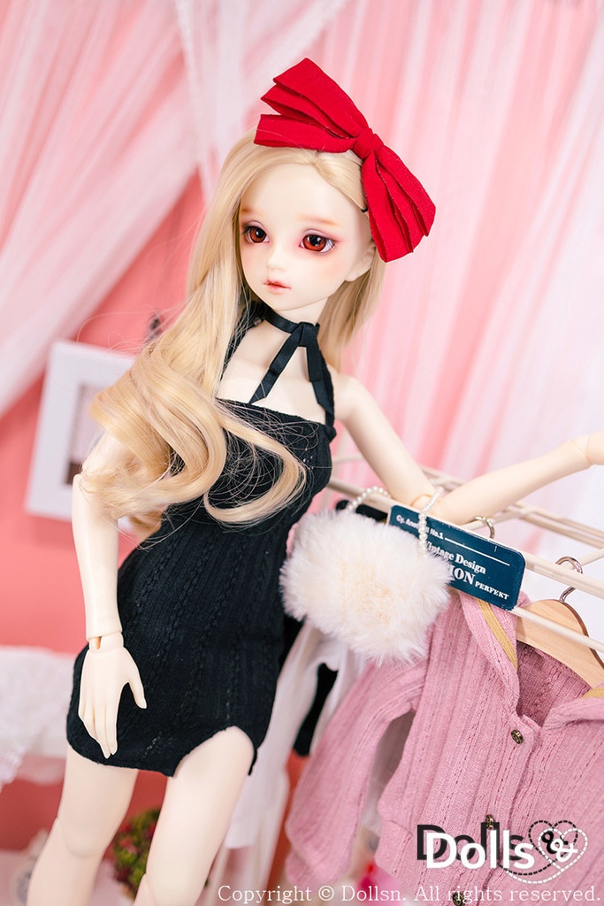 ホルターネックニットワンピースセットブラック 1/3 SD
