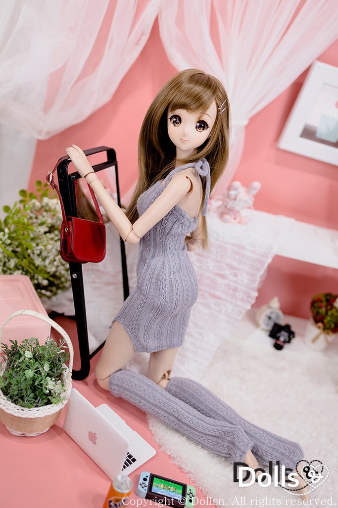 ホルターネックニットワンピースセットグレー 1/3 SD 