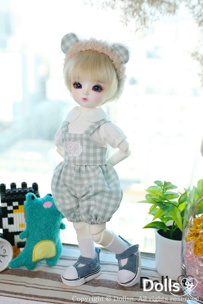 くま耳カチューシャとサロペットセットミント 1/6 USD 