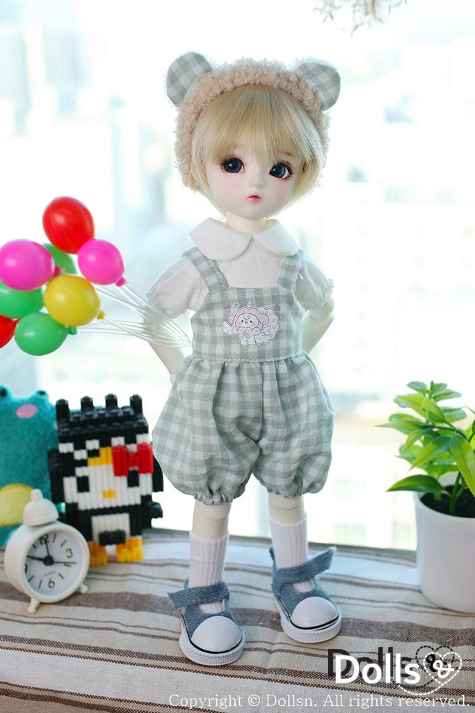 くま耳カチューシャとサロペットセットミント 1/6 USD 