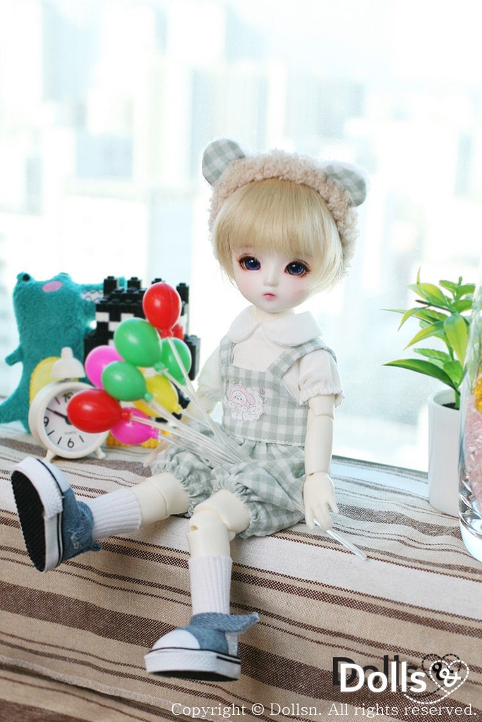 くま耳カチューシャとサロペットセットミント 1/6 USD 