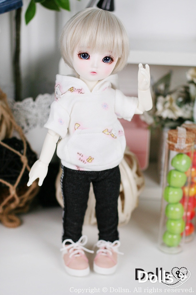 ホワイトフードTシャツ 1/6 USD