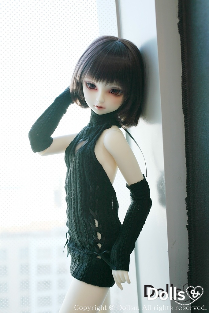 ハート開きニットワンピースセットブラック 1/3 SD