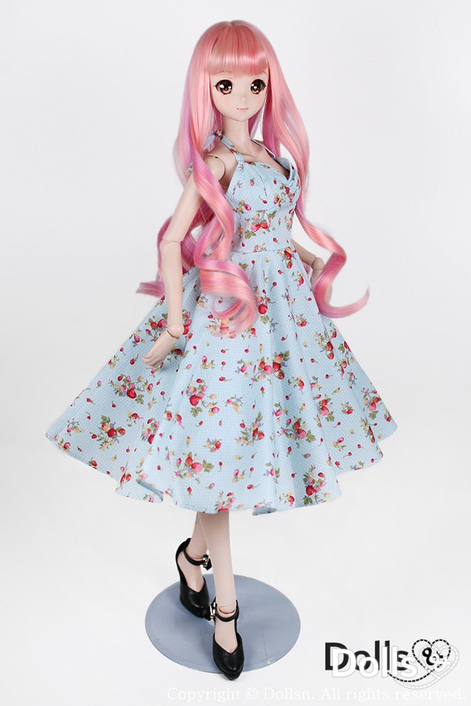 ホルターネックフレアワンピースブルー 1/3 SD 