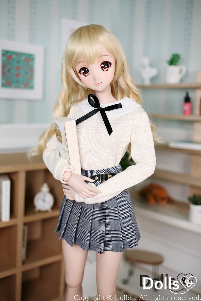 襟付きニットスカートセットアイボリー 1/3 SD 