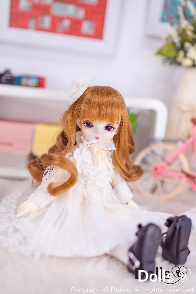 ホワイトレースドレス帽子ヘアピン付き 1/6 USD 