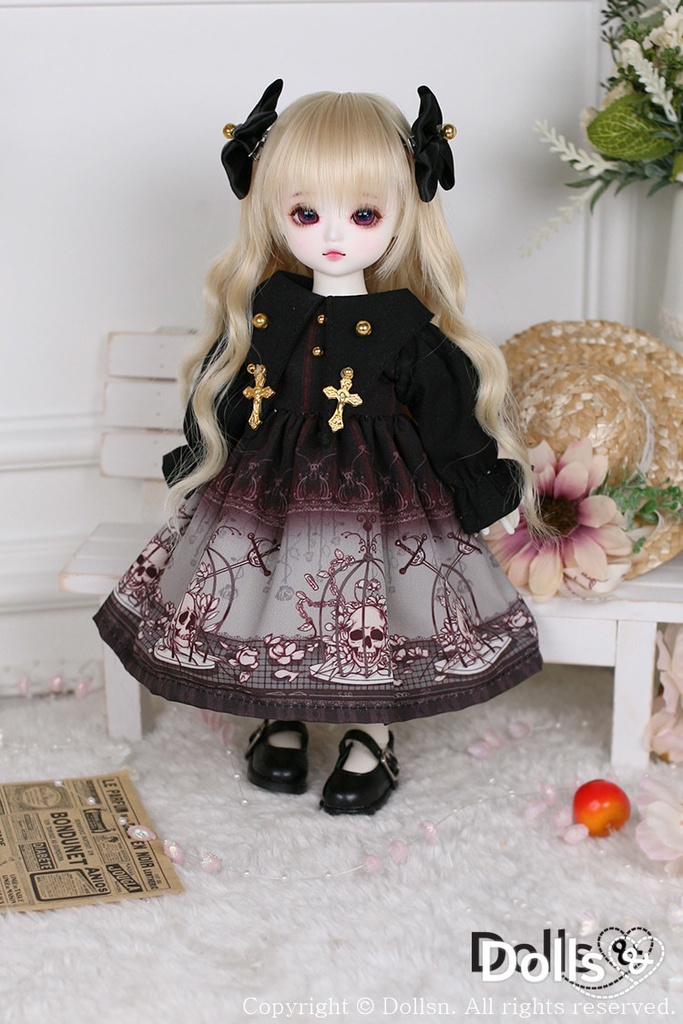 スカル柄ゴシックロリータドレス 1/6 USD