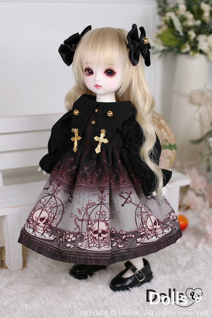 スカル柄ゴシックロリータドレス 1/6 USD