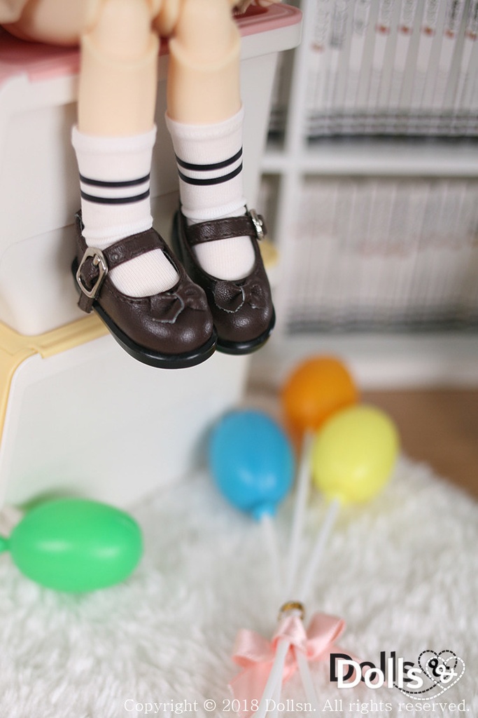 リボンパンプスダークブラウン 1/6 USD 