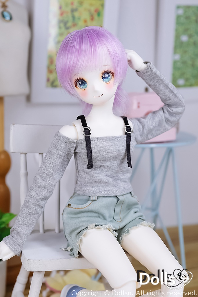 ストラップオフショルダーTシャツグレー 1/4 MSD