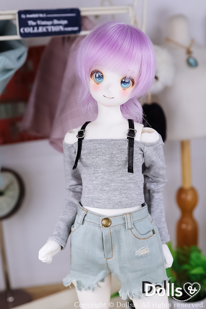 ストラップオフショルダーTシャツグレー 1/4 MSD