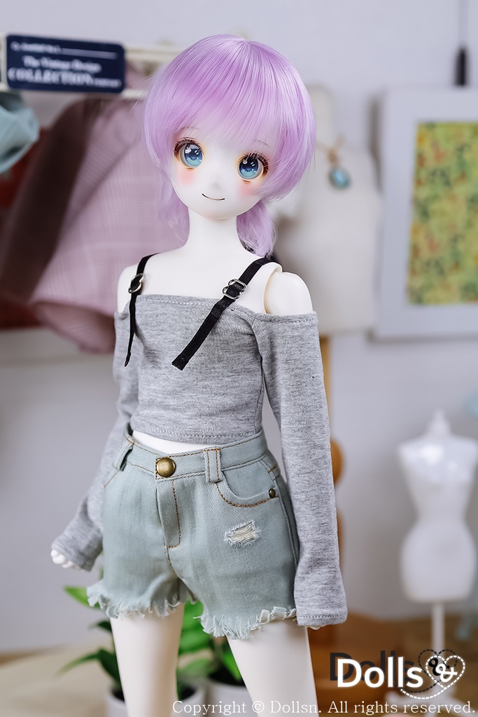 ストラップオフショルダーTシャツグレー 1/4 MSD