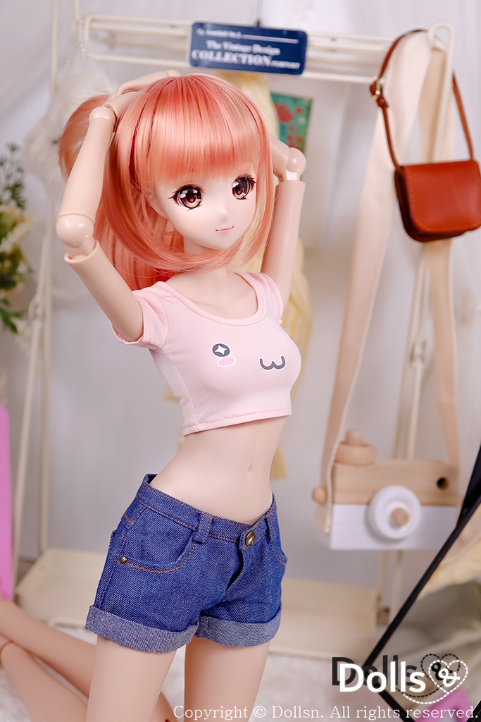 顔文字クロップドTシャツピンク 1/3 SD 