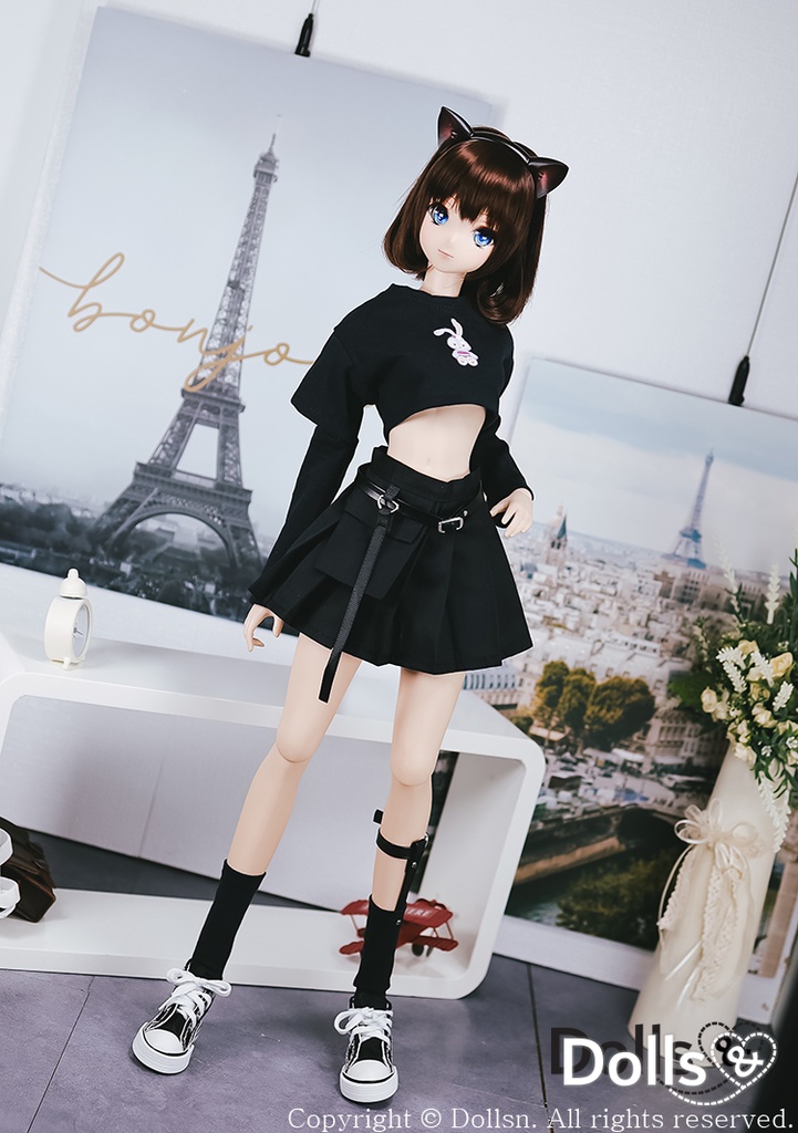 ゴシックシャツとプリーツスカートセットブラック 1/3 SD 