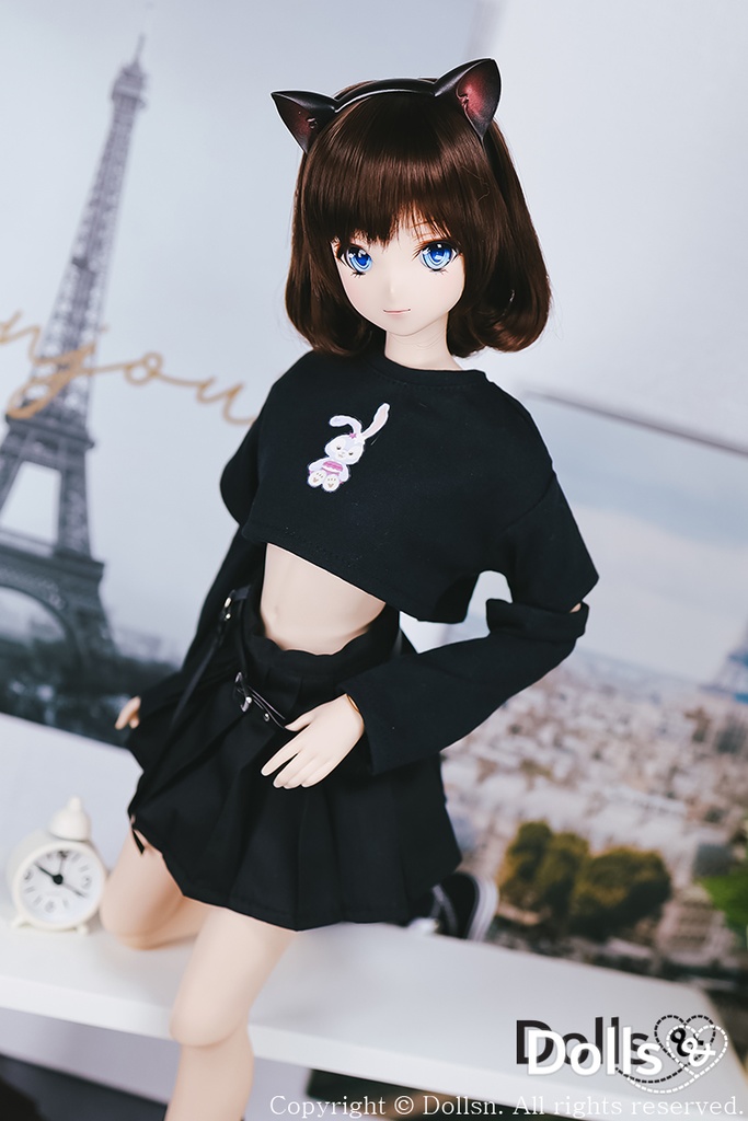 ゴシックシャツとプリーツスカートセットブラック 1/3 SD 