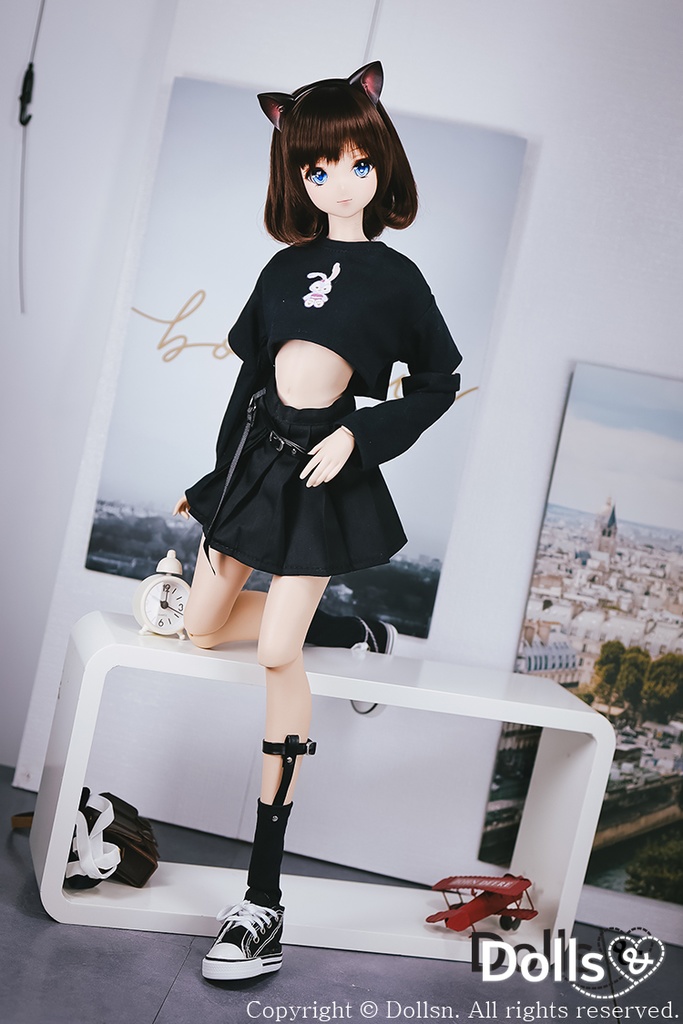 ゴシックシャツとプリーツスカートセットブラック 1/3 SD 