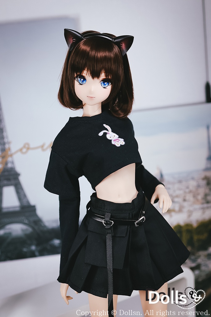 ゴシックシャツとプリーツスカートセットブラック 1/3 SD 