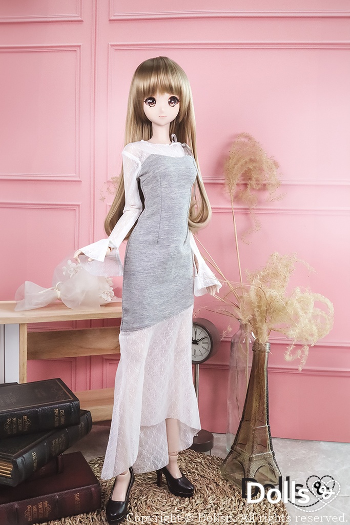スリムロングワンピースグレー 1/3 SD