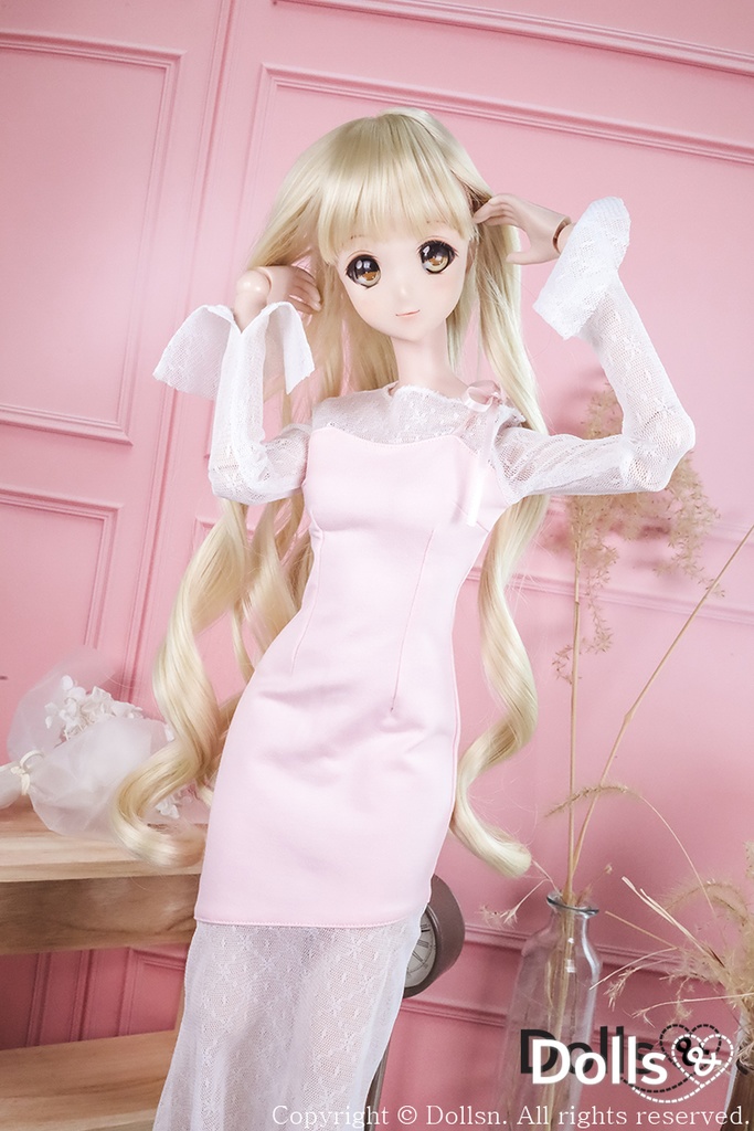 スリムロングワンピースピンク 1/3 SD