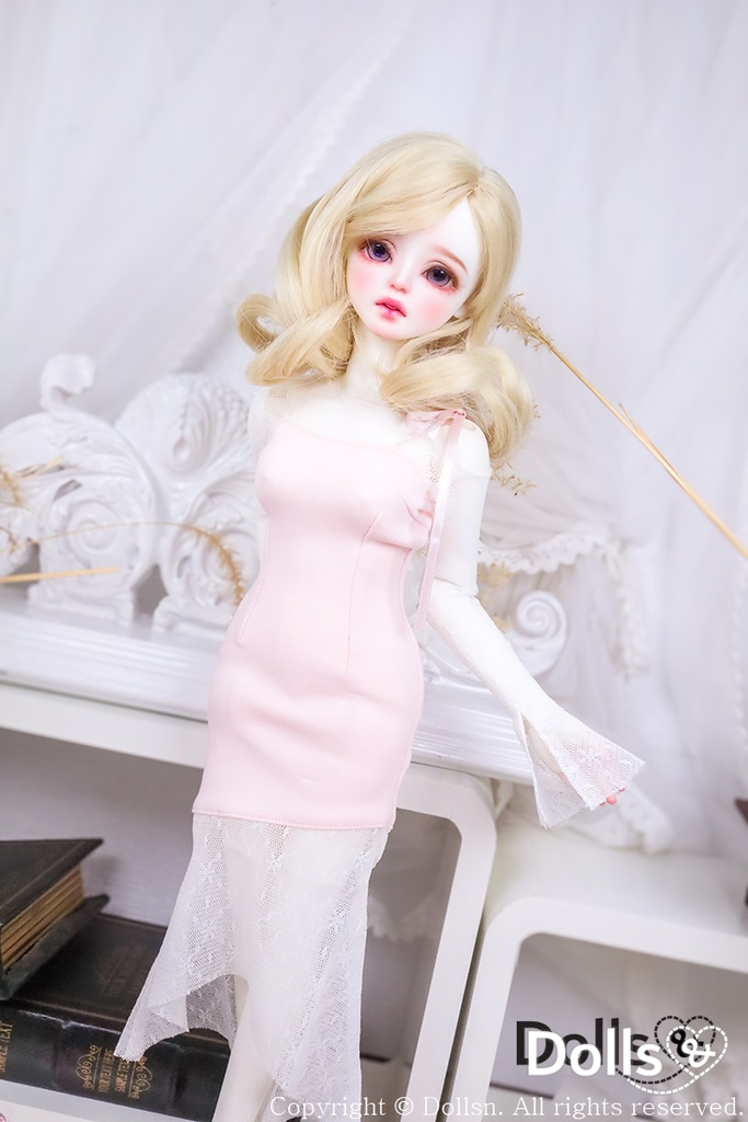 スリム ロングワンピースピンク1/4 USD