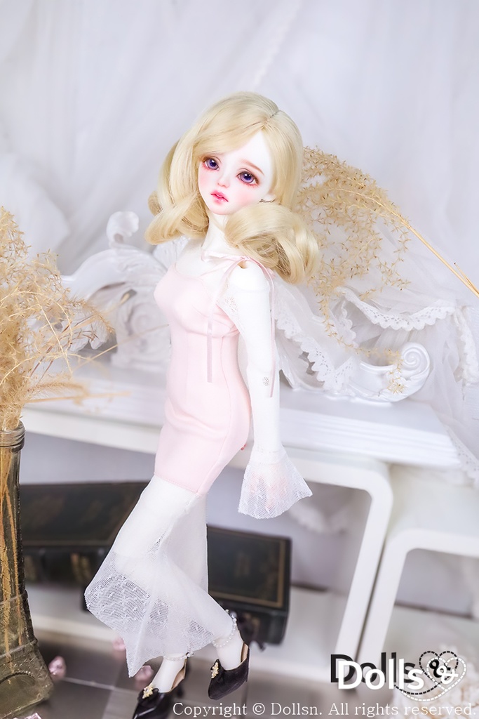 スリム ロングワンピースピンク1/4 USD