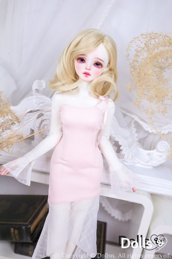 スリム ロングワンピースピンク1/4 USD