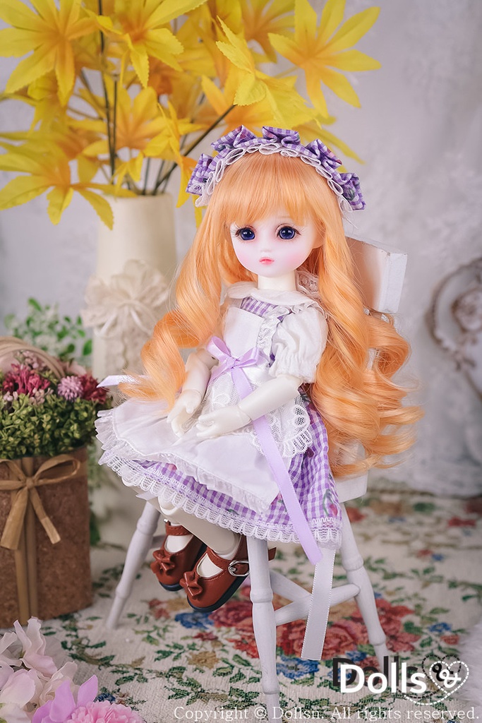 フリル ボンネットワンピースセットパープル 1/6 USD