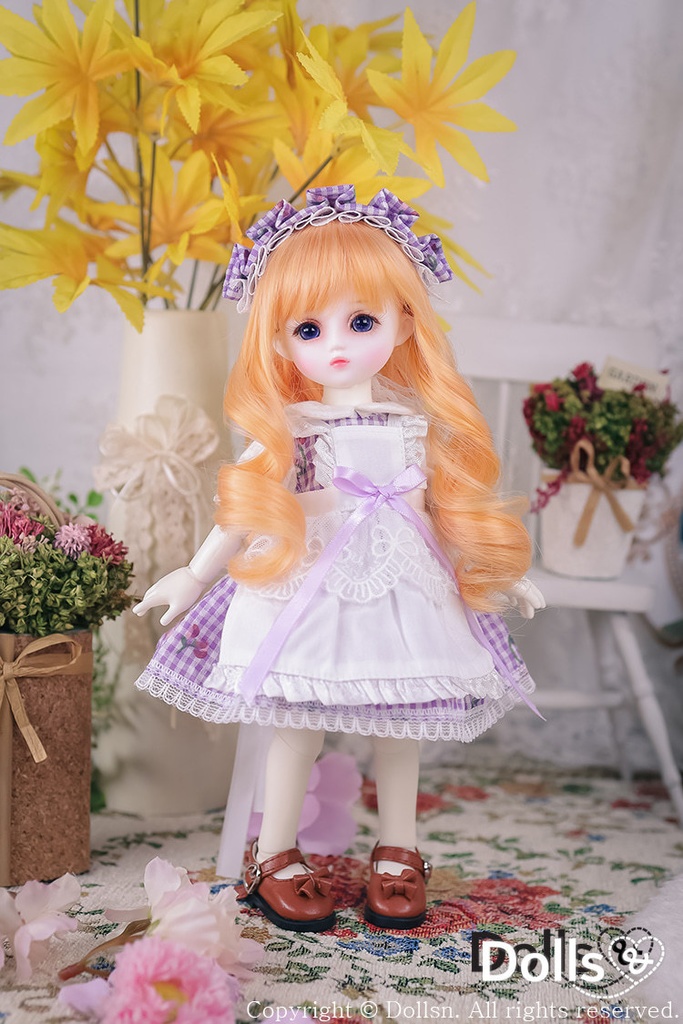 フリル ボンネットワンピースセットパープル 1/6 USD