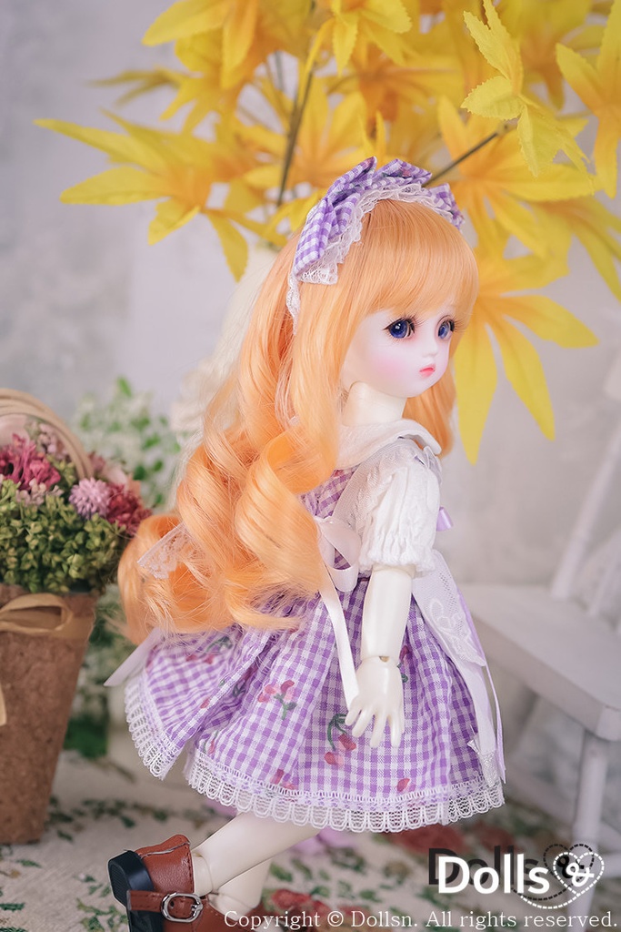 フリル ボンネットワンピースセットパープル 1/6 USD