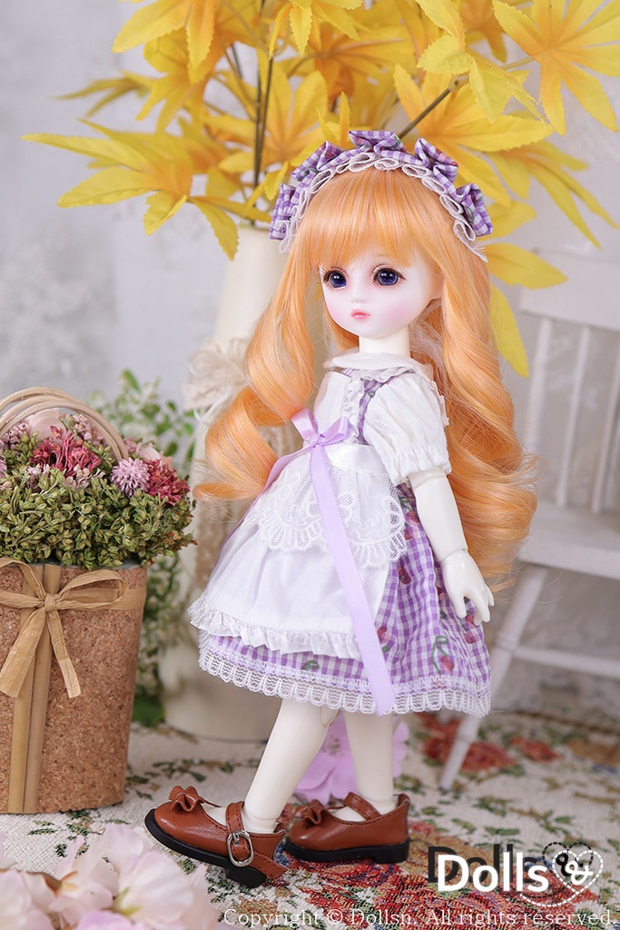 フリル ボンネットワンピースセットパープル 1/6 USD