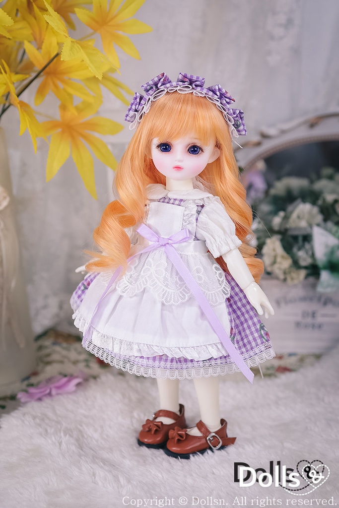 フリル ボンネットワンピースセットパープル 1/6 USD