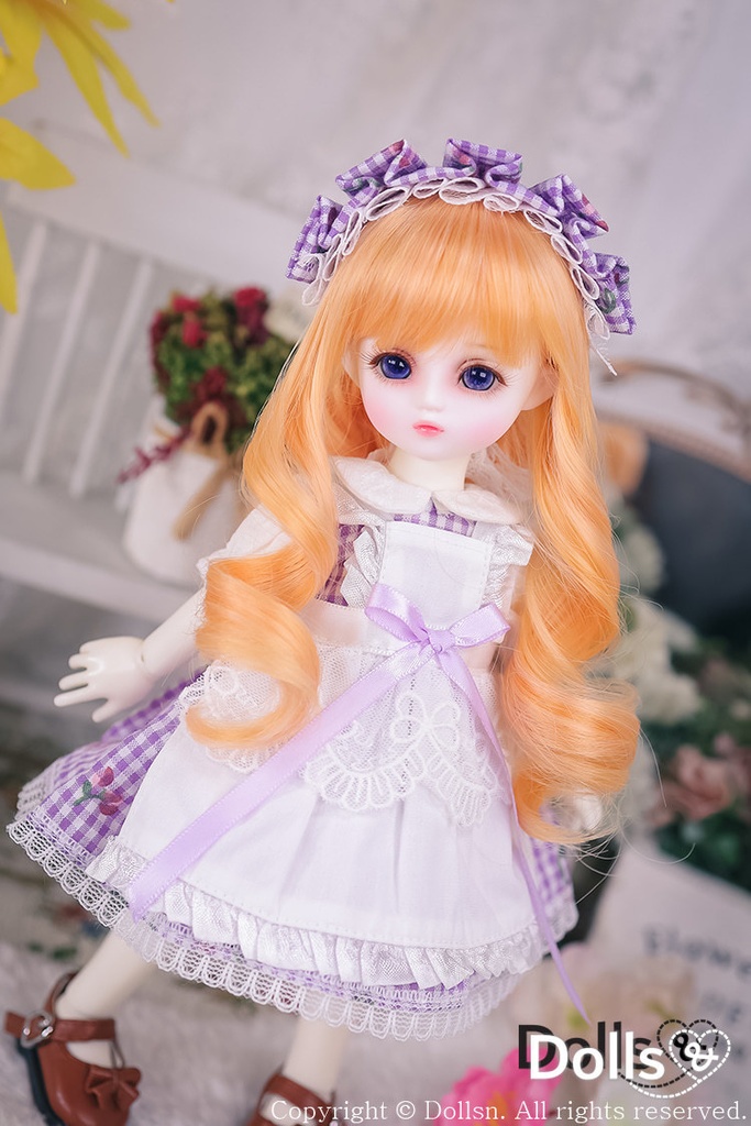 フリル ボンネットワンピースセットパープル 1/6 USD