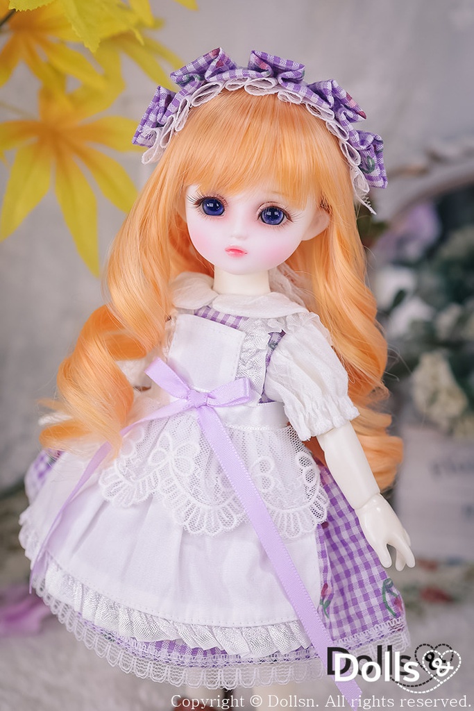 フリル ボンネットワンピースセットパープル 1/6 USD